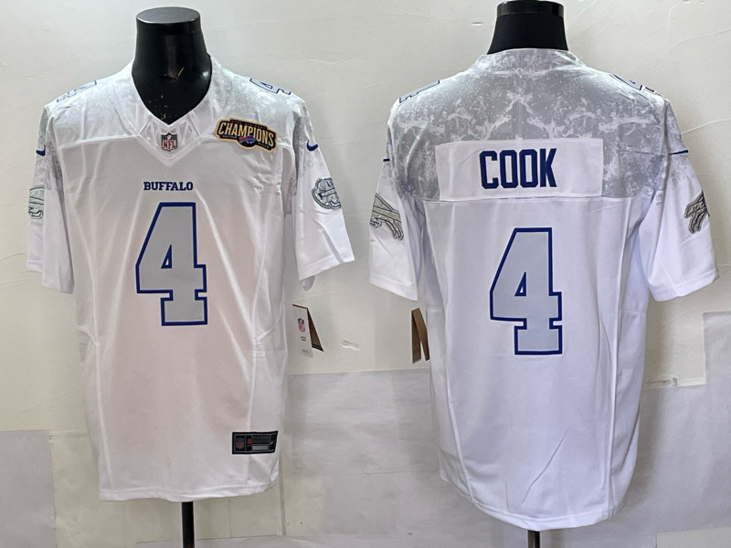 Men Buffalo Bills #4 Cook Nike White 2025 Rivalries Collection Limited NFL Jersey 002